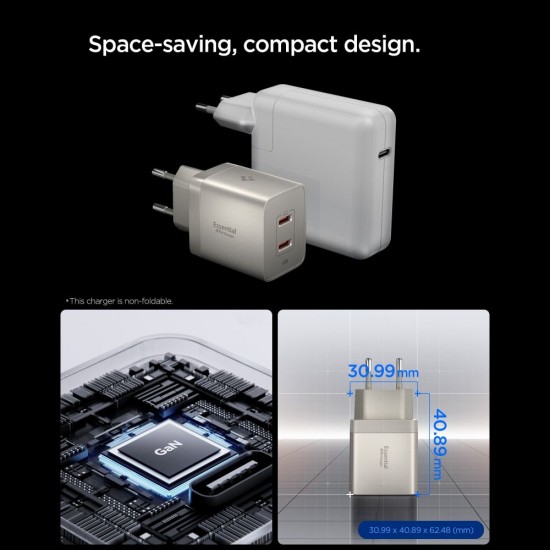 Ładowarka sieciowa Spigen Essential EE472EU-GAN 2-Porty 47 W - tytanowa