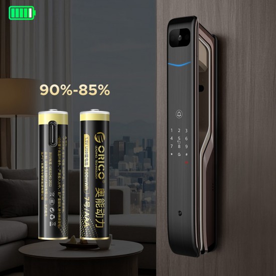 Orico Ener-G EG7C AAA Lithium Battery 1.5V 500mWh USB-C Rechargeable Battery with Charging Cable 2 pcs.