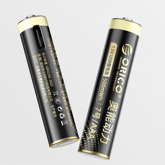 Orico Ener-G EG7C lithium battery 1.5V 500mWh AAA USB-C rechargeable battery with charging cable 4 pcs.