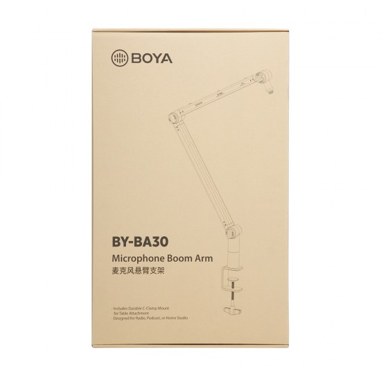 Boya BY-BA30 Desktop Microphone Arm with Hidden Cable Management - Black