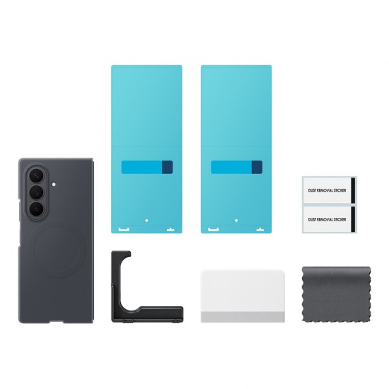 Samsung Silicone Magnet Case for Samsung Galaxy Z Fold 8 compatible with MagSafe + 2 anti-reflective films - black