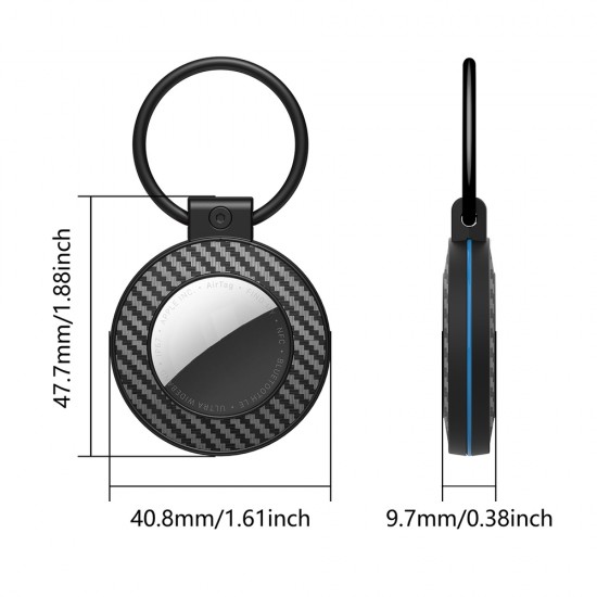 Airtag case with carbon fiber pattern keychain, 4 pcs. - multicolor