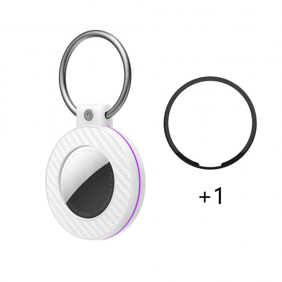 Airtag case with carbon fiber pattern keychain, 4 pcs. - multicolor