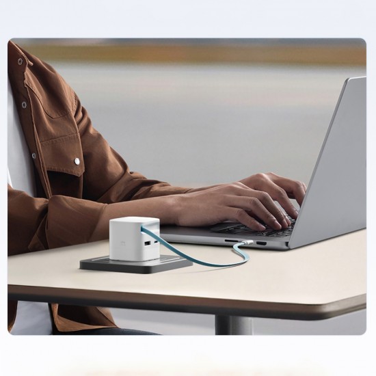 Cuktech AD653W 67W GaN 2x USB-C + USB-A Wall Charger with 70cm Retractable USB-C Cable - White