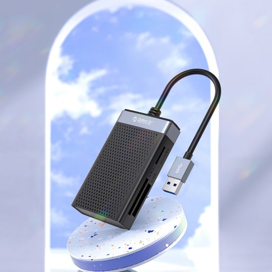 Orico CL4D-A3 USB-A 3.0 SD microSD CF MS 5 Gb/s Memory Card Reader - Black and Silver