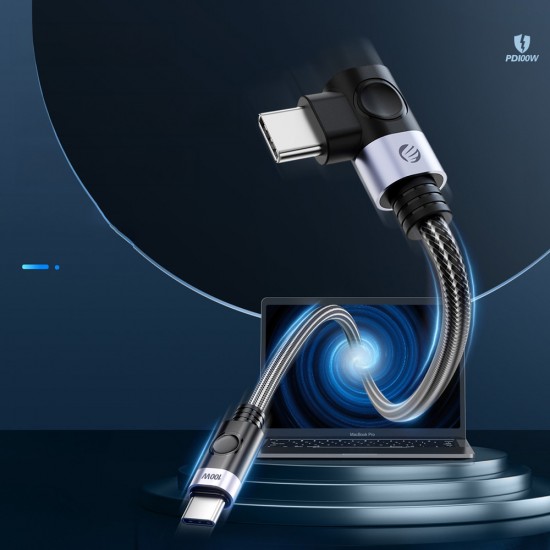 Orico C2CWT USB-C to USB-C PD Angled Cable 100W 20Gbps 4K 60Hz 2m - Black