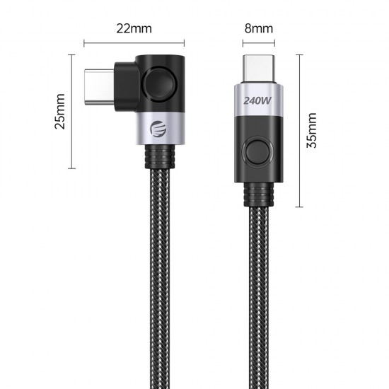 Orico CW240 USB-C to USB-C PD 240W 1m Angled Cable - Black
