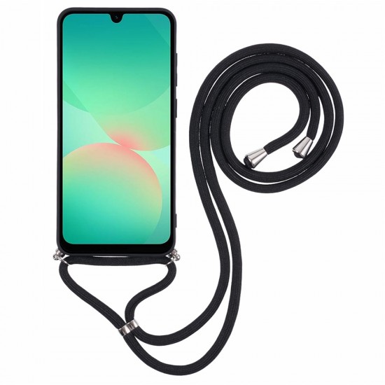 Samsung Galaxy A17 5G / A17 4G Case with Fiber Lining and Crossbody Strap - Black