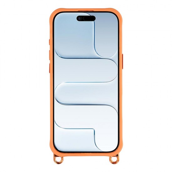 iPhone 17 Case with Adjustable Crossbody Lanyard and MagSafe Compatible Camera Frame as a Stand - Orange