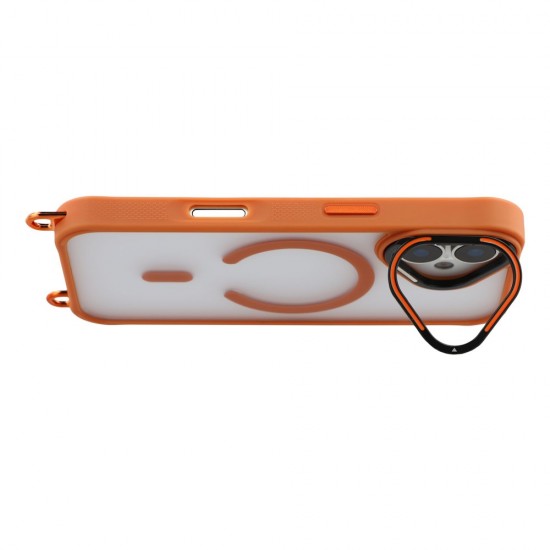 iPhone 17 Case with Adjustable Crossbody Lanyard and MagSafe Compatible Camera Frame as a Stand - Orange