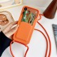 iPhone 17 Pro / 18 Pro Silicone Case with Card Pocket and Crossbody Strap - Orange