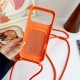 iPhone 17 Pro / 18 Pro Silicone Case with Card Pocket and Crossbody Strap - Orange