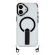iPhone 17 case with stand, short strap (30 cm) and long strap (120 cm), compatible with MagSafe - black