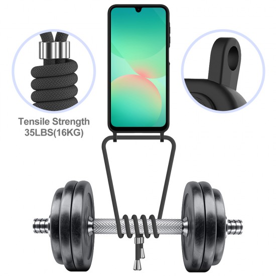 Samsung Galaxy A57 5G TPU Case with Card Holder and Crossbody Lanyard - Black