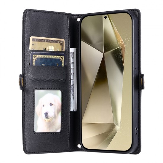 Samsung Galaxy A56 5G Leather Wallet Case with Stand Function and Straps - Black