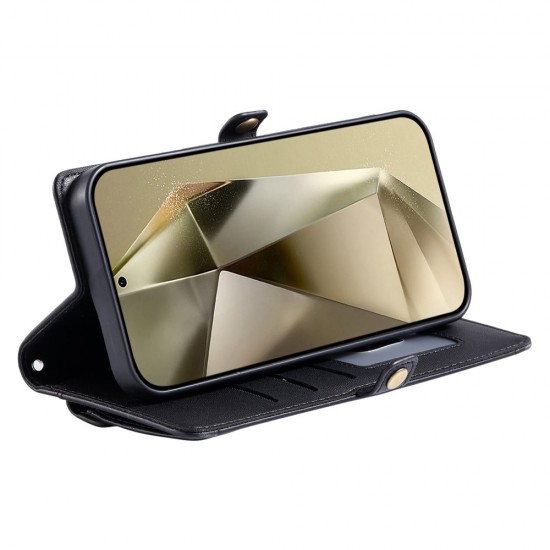 Samsung Galaxy A56 5G Leather Wallet Case with Stand Function and Straps - Black