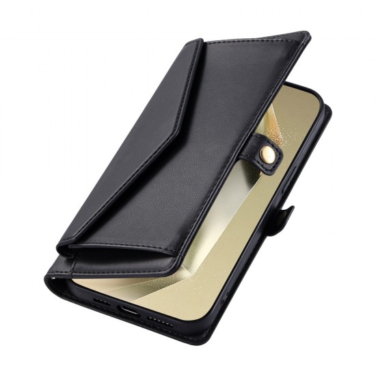 Samsung Galaxy A56 5G Leather Wallet Case with Stand Function and Straps - Black