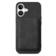 Synthetic Leather iPhone 17 Case with Detachable MagSafe Compatible Card Holder - Black