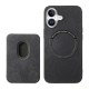 Synthetic Leather iPhone 17 Case with Detachable MagSafe Compatible Card Holder - Black