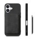 Synthetic Leather iPhone 17 Case with Detachable MagSafe Compatible Card Holder - Black
