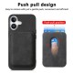 Synthetic Leather iPhone 17 Case with Detachable MagSafe Compatible Card Holder - Black
