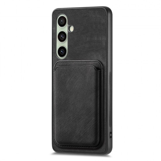 Samsung Galaxy A56 5G Faux Leather Case with Detachable Card Holder, MagSafe Compatible - Black