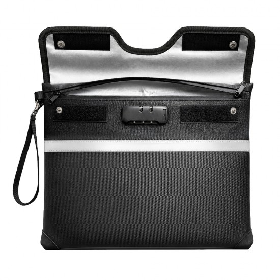 OTN-38 RFID Fireproof Document Bag with Combination Lock 37.5 x 29.5 cm - Black