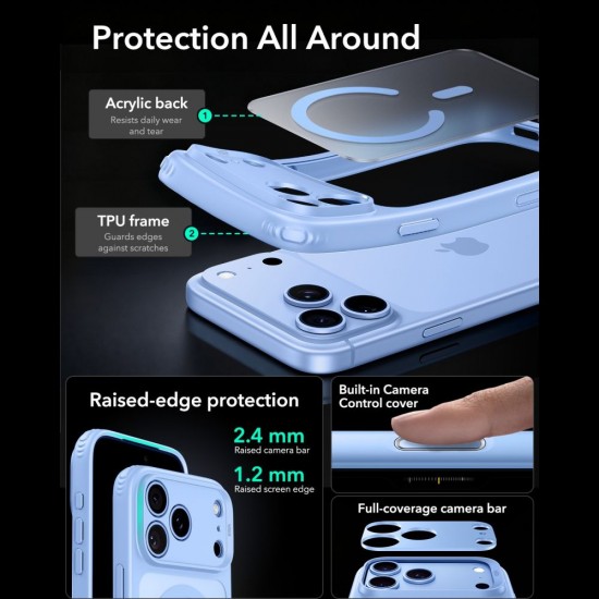 ESR Classic Hybrid MagSafe case for iPhone 18 Pro / 17 Pro - light blue