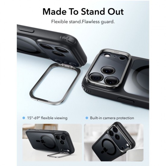 ESR Classic Hybrid Kickstand MagSafe Case for iPhone 18 Pro / 17 Pro - Clear Black