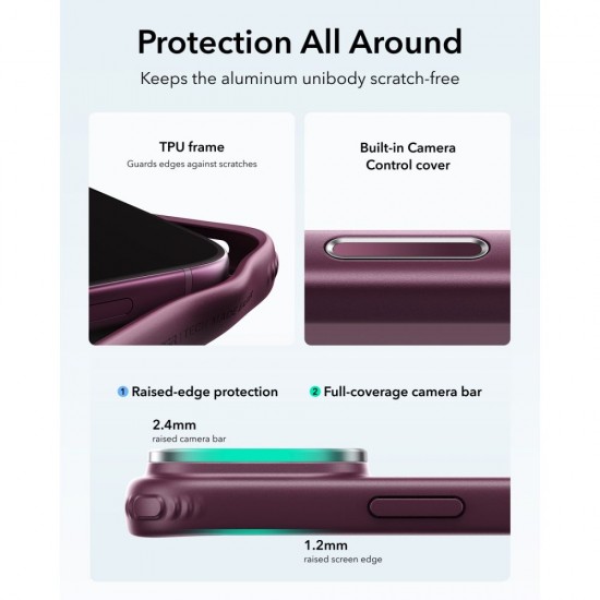 ESR Classic Hybrid Kickstand MagSafe Case for iPhone 18 Pro / 17 Pro - Dark Cherry Matte