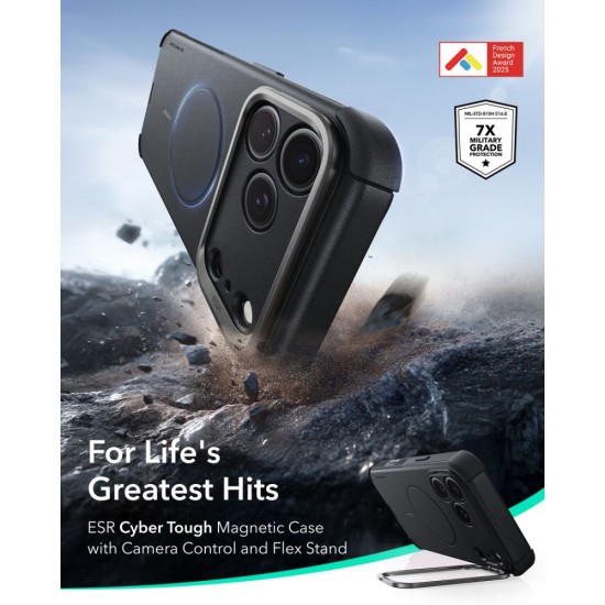 ESR Cyber ​​Tough Kickstand MagSafe Case for iPhone 18 Pro / 17 Pro - Black