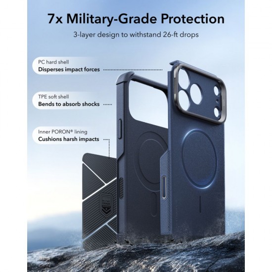 ESR Cyber ​​Tough Kickstand MagSafe Case for iPhone 18 Pro Max / 17 Pro Max - Navy Blue