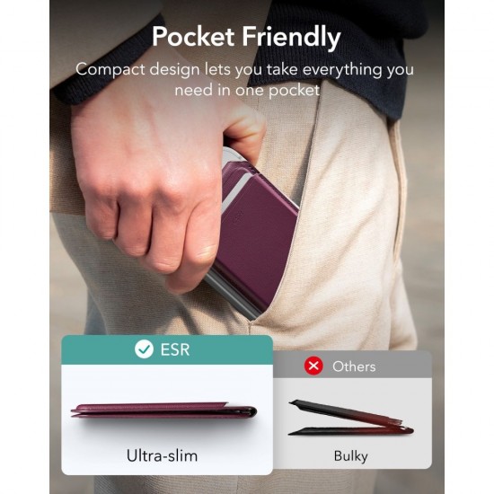 ESR Classic RFID Magnetic MagSafe Wallet - Dark Cherry