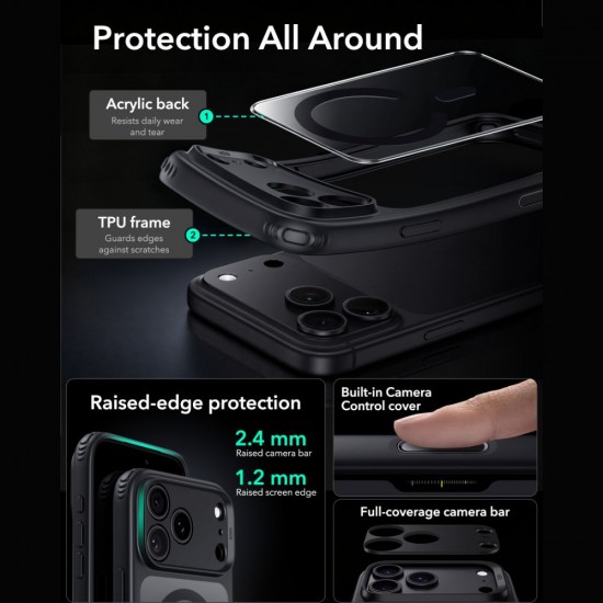 ESR Classic Hybrid MagSafe Case for iPhone 18 Pro Max / 17 Pro Max - Clear Black