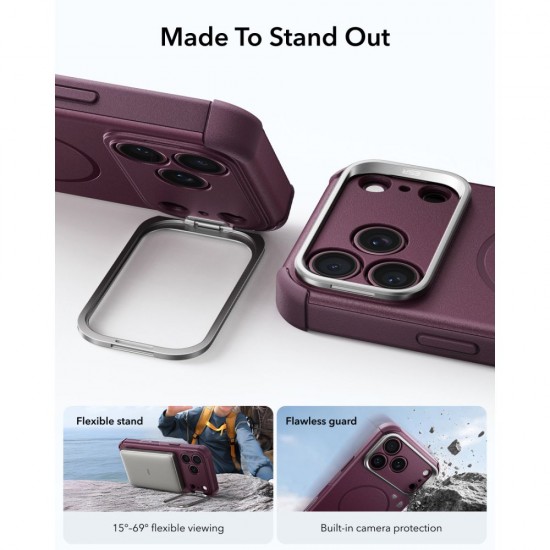 ESR Cyber ​​Tough Kickstand MagSafe Case for iPhone 18 Pro / 17 Pro - Burgundy