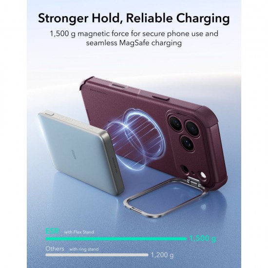 ESR Cyber ​​Tough Kickstand MagSafe Case for iPhone 18 Pro / 17 Pro - Burgundy