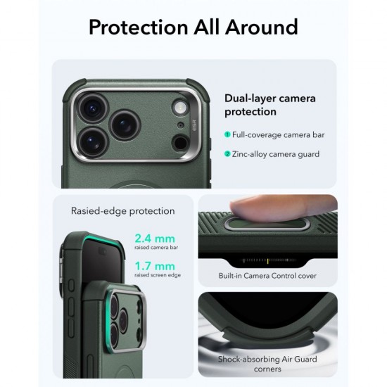 ESR Cyber ​​Tough Kickstand MagSafe Case for iPhone 18 Pro Max / 17 Pro Max - Green