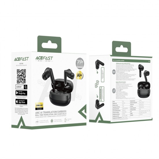 Acefast W8 TWS In-Ear Wireless Headphones with ANC ENC AI Translation - Black