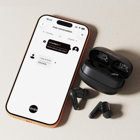 Acefast W8 TWS In-Ear Wireless Headphones with ANC ENC AI Translation - Black