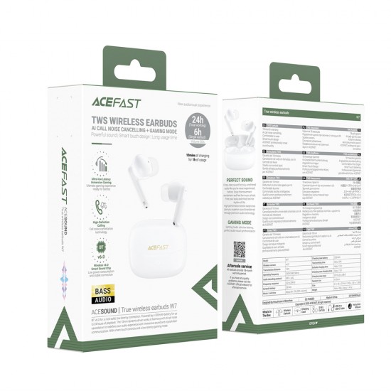 Acefast W7 TWS in-ear wireless headphones with ENC - white
