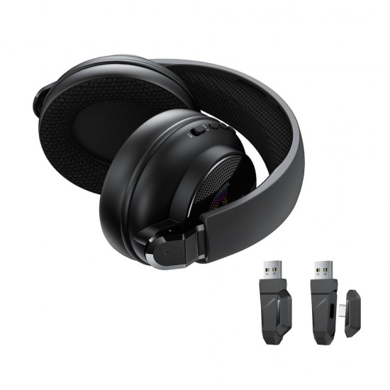 Acefast H15 Wireless Bluetooth / 2.4 GHz / AUX Gaming Headphones with Microphone and RGB Backlight - Black