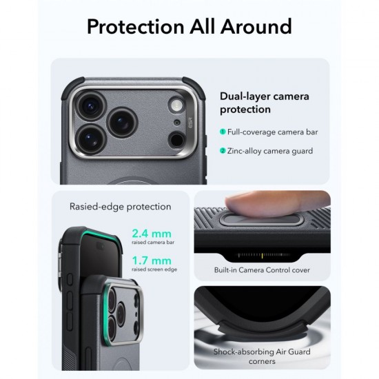 ESR Cyber ​​Tough Kickstand MagSafe Case for iPhone 18 Pro Max / 17 Pro Max - Gray