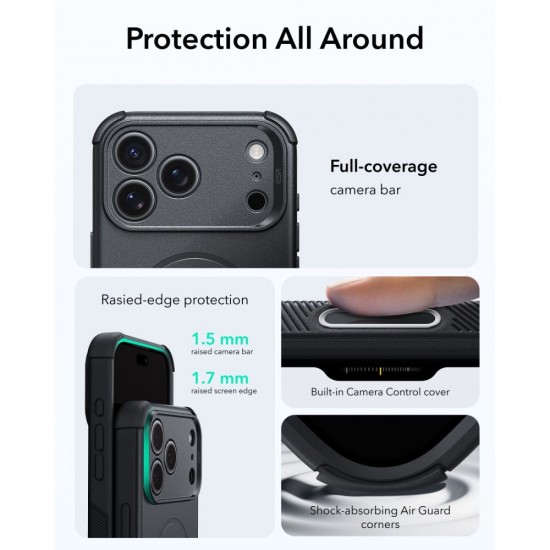 ESR Cyber ​​Tough MagSafe Case for iPhone 18 Pro / 17 Pro - Black