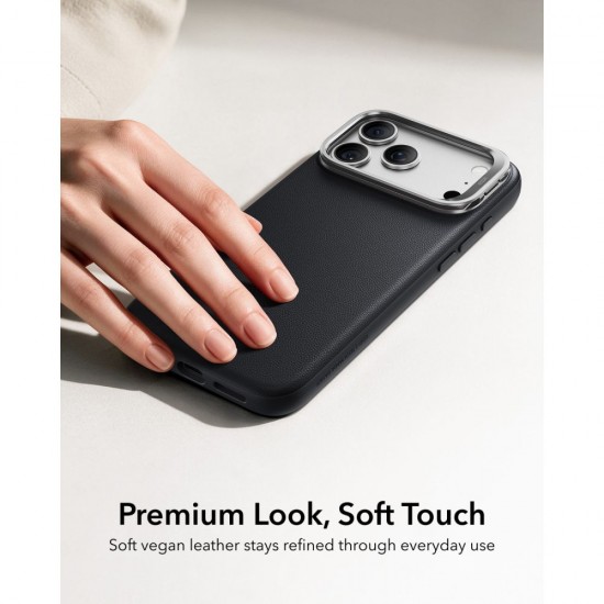 ESR Leather Kickstand MagSafe Case for iPhone 18 Pro / 17 Pro - Black