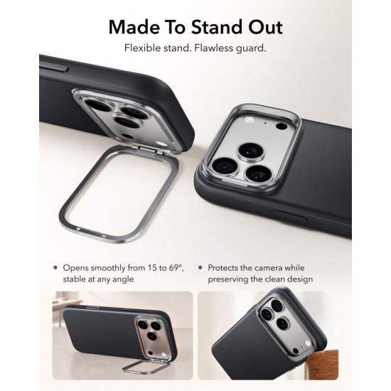 ESR Leather Kickstand MagSafe Case for iPhone 18 Pro Max / 17 Pro Max - Black