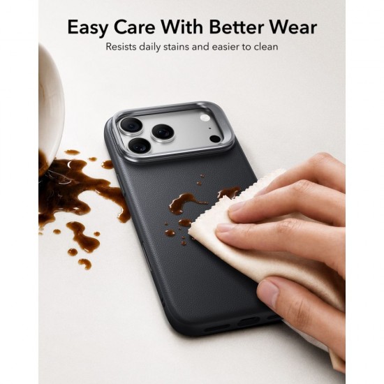 ESR Leather Kickstand MagSafe Case for iPhone 18 Pro Max / 17 Pro Max - Black