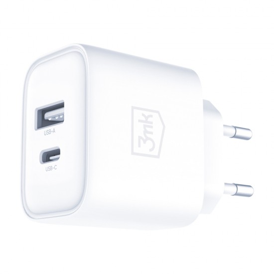 3mk DualCharge 20W PD3.0 QC 3.0 PPS USB 1A1C Wall Charger - White