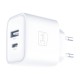 3mk DualCharge 20W PD3.0 QC 3.0 PPS USB 1A1C Wall Charger - White