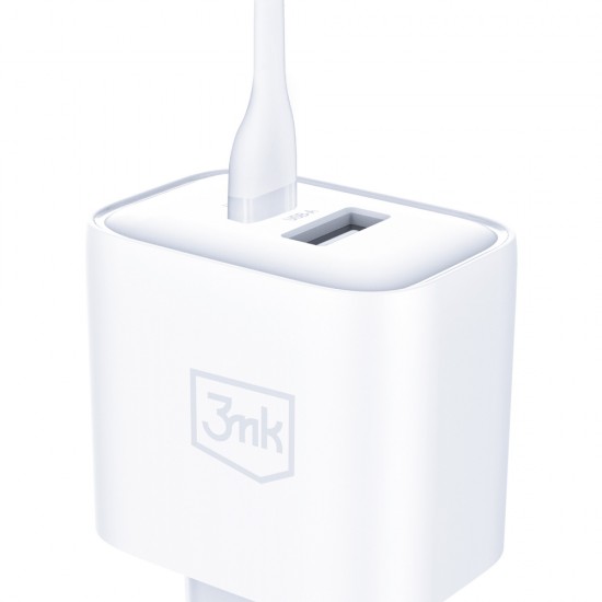 3mk DualCharge 20W PD3.0 QC 3.0 PPS USB 1A1C Wall Charger - White
