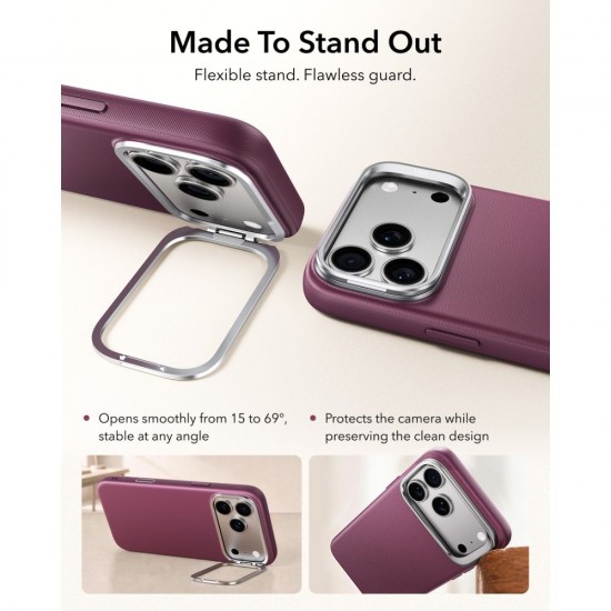 ESR Atelier Kickstand MagSafe Case for iPhone 18 Pro / 17 Pro - burgundy